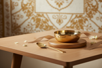 Brass Dessert Bowl with Wooden Base & Spoon Return Gifts at TheReturnGifts.com: Modern Table Styling with Traditional Metal