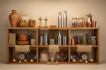 Material: jars, jute, brass, steel, ceramic, copper, meenakari, diyas