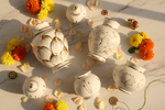 White & Gold Lotus Jars: Elegant Return Gifts for Weddings and Naming Ceremonies