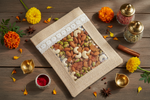 Beige Jute Bag with Transparent Front & White Lace – premium hamper bag for dry fruits, jars, pooja sets