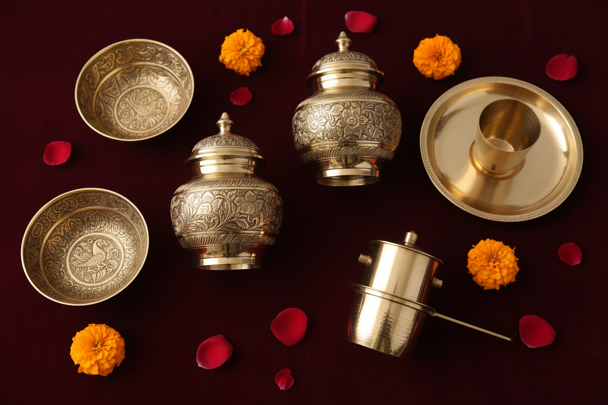 Brass Return Gifts: Elegant Jars, Dabara sets, Coffee filters and Bowls That Add a Royal Touch to Your Function