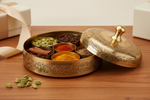8" Brass Spicebox Return Gifts at TheReturnGifts.com: Traditional Anjarai Petti with Everyday Use