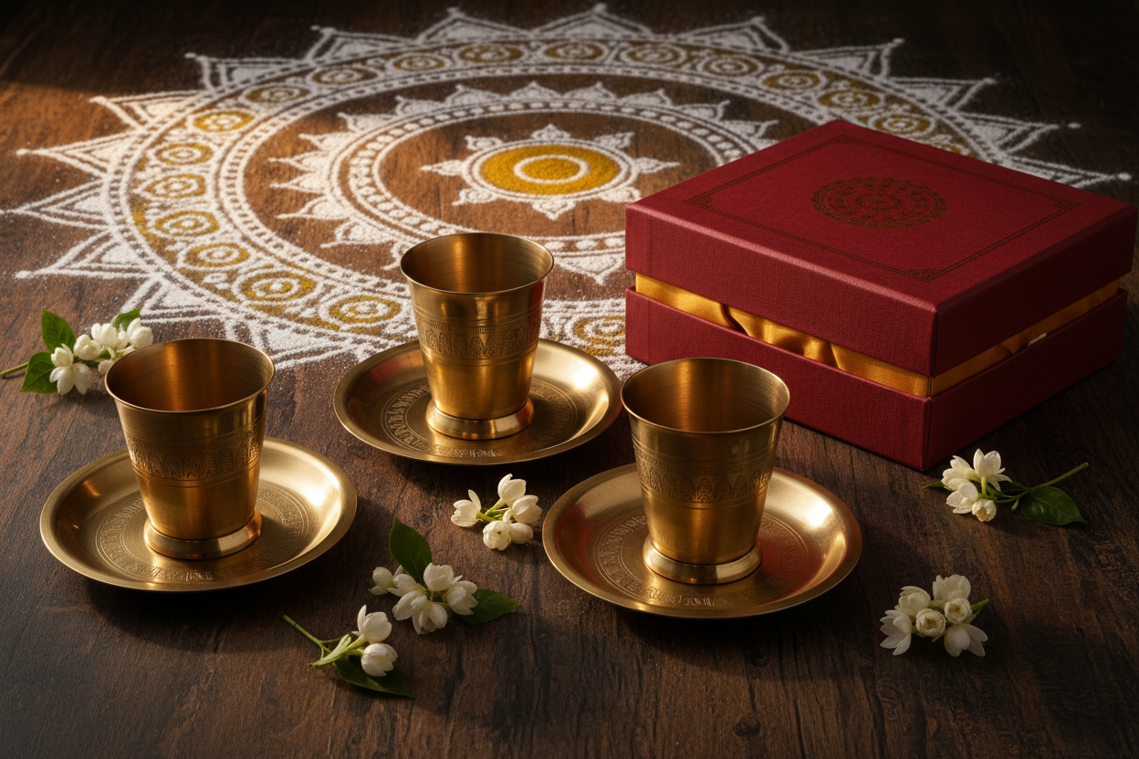 Brass Kolam Dabara Return Gifts at TheReturnGifts.com: Filter Coffee Meets Traditional Art
