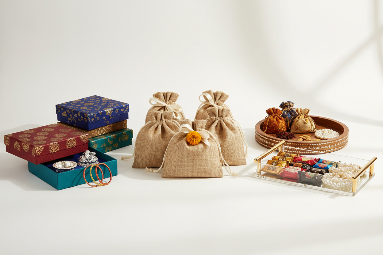 How to Choose Between Jute Bags, Boxes and Trays as Return Gift Packaging