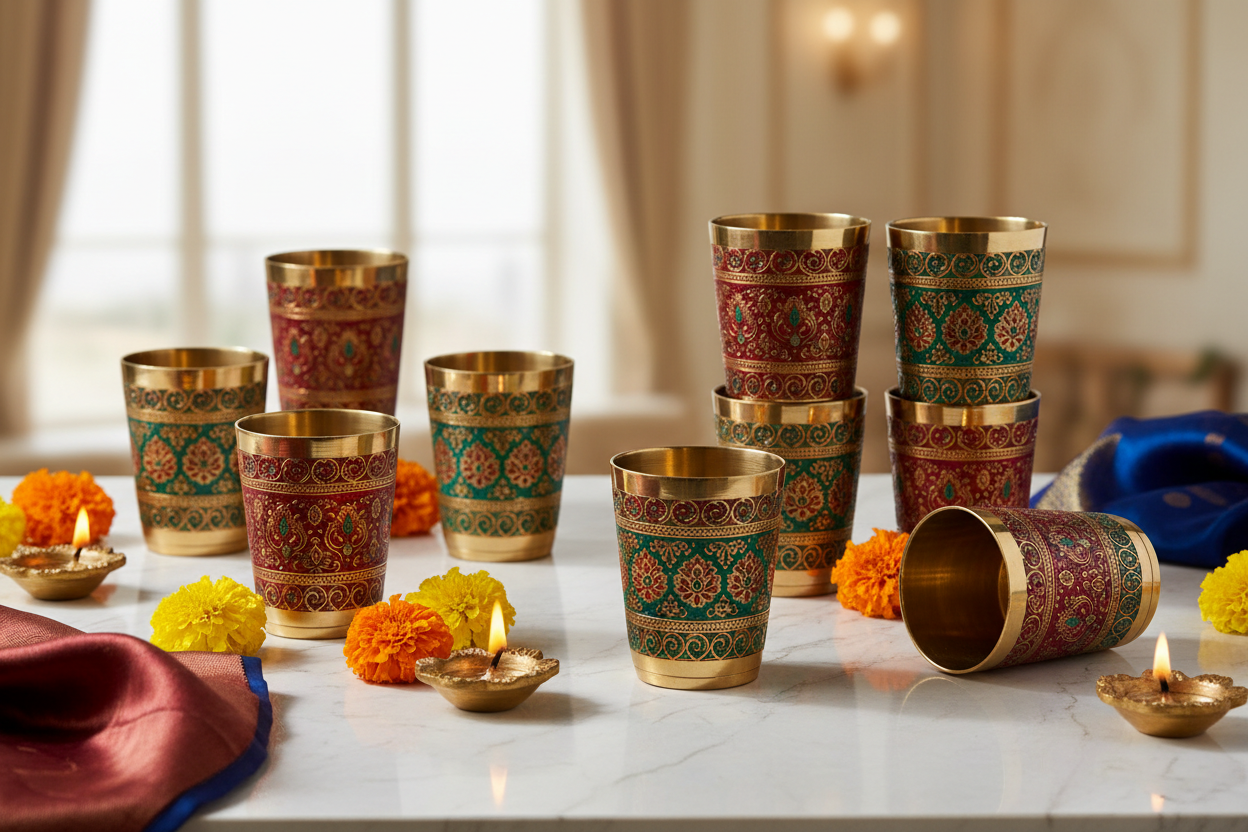 Brass Printed Glass Return Gifts at TheReturnGifts.com: Traditional Look with a Modern Twist