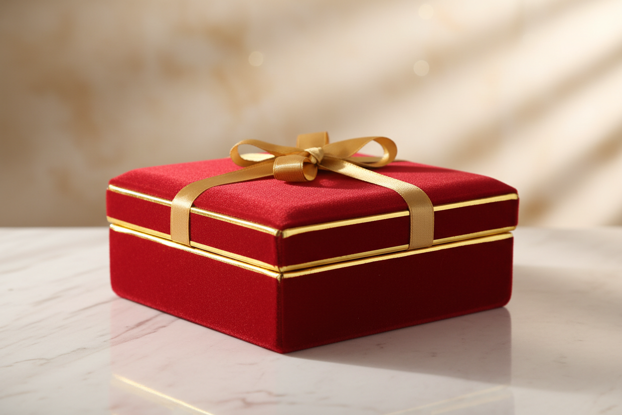 Red Velvet Square Decorative Box Return Gifts at TheReturnGifts.com: Soft, Royal and Perfect for Premium Gifting