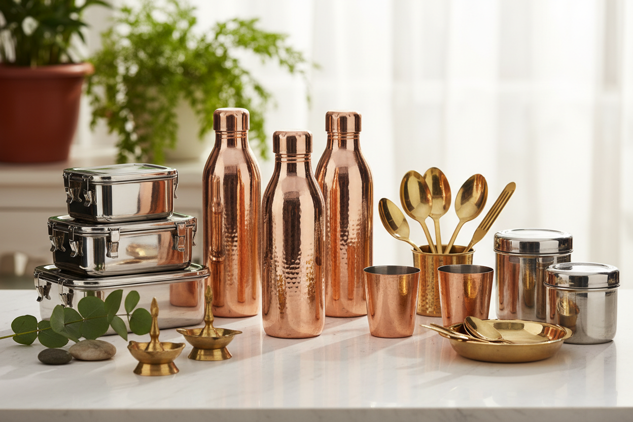 Reusable Steel, Copper and Brass Return Gifts for Health Conscious Families