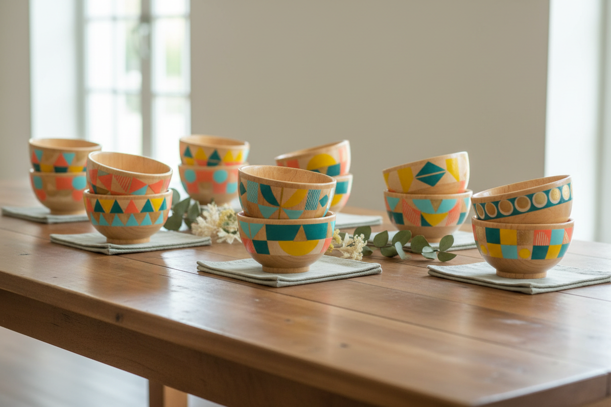 Wooden Printed Bowls Return Gifts at TheReturnGifts.com: Natural Charm with a Modern, Colorful Twist