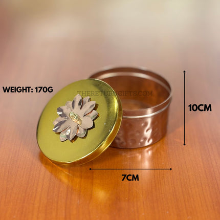4" Decorative Flat Jar | TRG0022 | 4" Round Storage Jar with Lid Under ₹100 | Traditional Wedding & Festive Return Gift Box