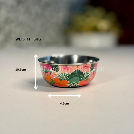 Printed Stainless Steel Bowl | TRG0070 | Floral Printed Steel Bowl Under ₹200 | Daily Use Snack Bowl & Budget Wedding Return Gift