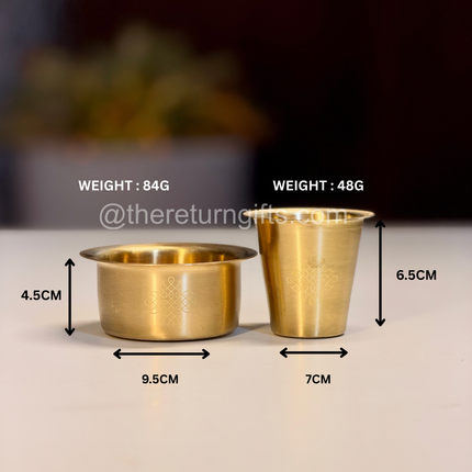 Set of four Brass Coffee Dabaras Packed in a Velvet Box