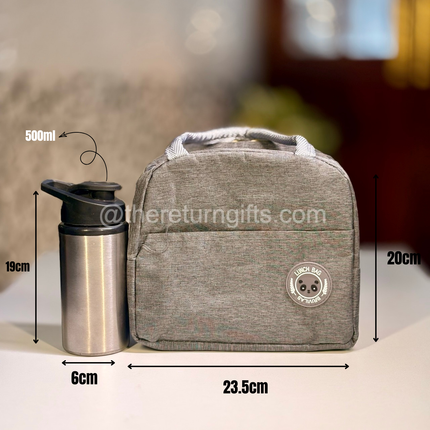 Lunch bag with Stainless Steel Mini sipper Bottle - 500ml