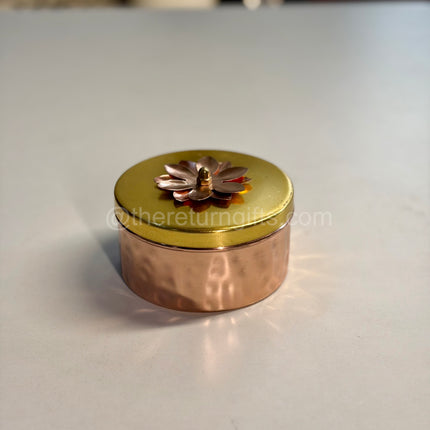 4 Inch Flat Jar with Chocolate Pouch & Floral Box | Return Gift