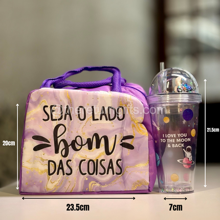 Insulated Lunch Bag with Sipper With Straw - 500ml