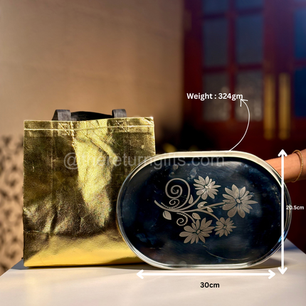 8/12inch Stainless Steel Plate with Gold Pvc Bag