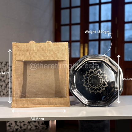 11inch Stainless Steel Plate With Transparent Jute Bag
