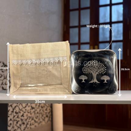 10inch Stainless Steel Plate with Transparent Jute Bag