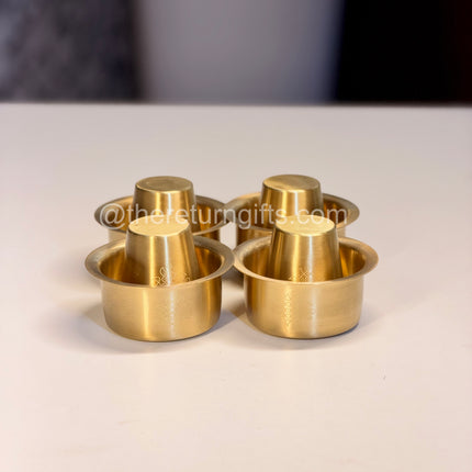 Set of four Brass Coffee Dabaras Packed in a Velvet Box