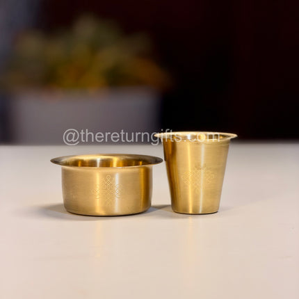 Set of four Brass Coffee Dabaras Packed in a Velvet Box