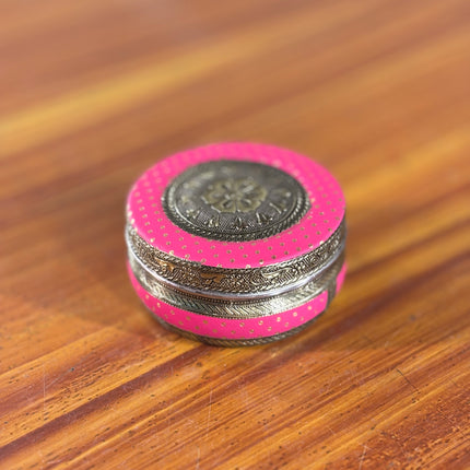 Stainless steel decorative tiffin box - Meenakari wedding return gift