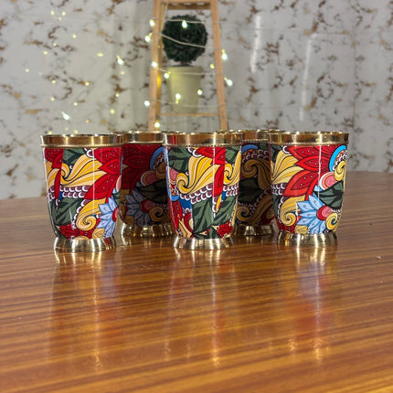 BRASS PRINTED GLASS (10 pieces)