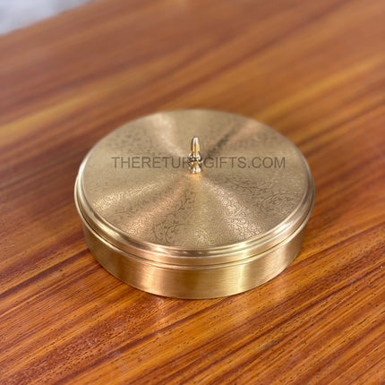 8" Brass Spice Box | TRG0134 | Traditional Brass Masala Dabba with 7 Compartments & Lid Under ₹2500 | Premium Spice Storage & Elegant Wedding / Housewarming Return Gift