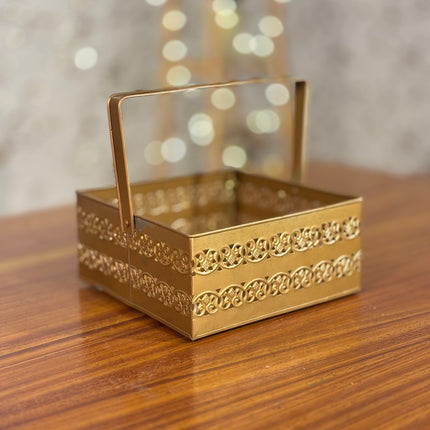 Golden Decorative Tray With Handle (10 pieces)