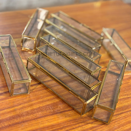 Invite Scroll Jar | TRG0136 | Rectangular Glass Scroll Jar with Golden Frame for Wedding & Baby Shower Invites Under ₹250 | Unique Invitation Plus Return Gift Keepsake Jar