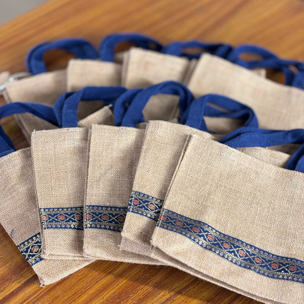 Blue Handle Jute Bag (10 pieces)