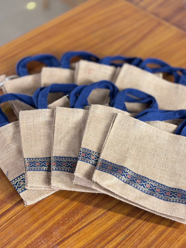 Blue Handle Jute Bag (10 pieces)