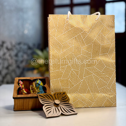 Wooden Decorative Box + Paper Bag with Chocolates