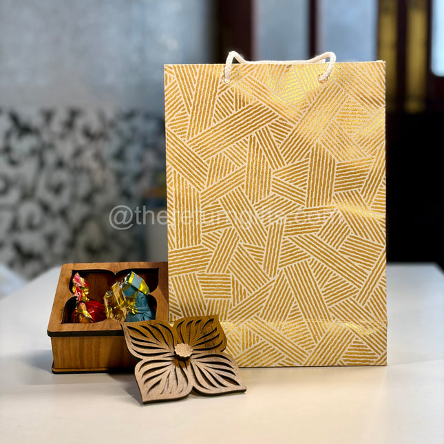 Wooden Decorative Box + Paper Bag with Chocolates