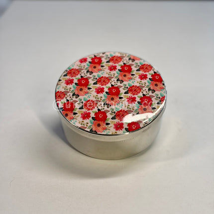 Printed Stainless Steel Tiffen Box + Kalamkari Jute Bag with Chocolate Pouch