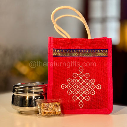 Stainless Steel Box with Transparent Lid + Jute Bag
