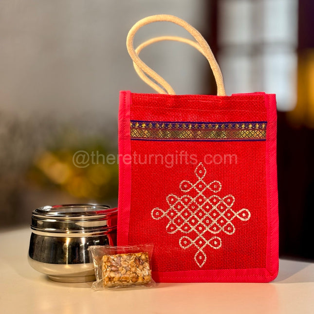 Stainless Steel Box with Transparent Lid + Jute Bag