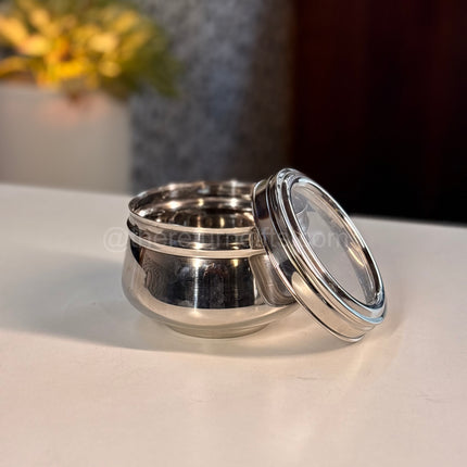 Stainless Steel Box with Transparent Lid + Jute Bag