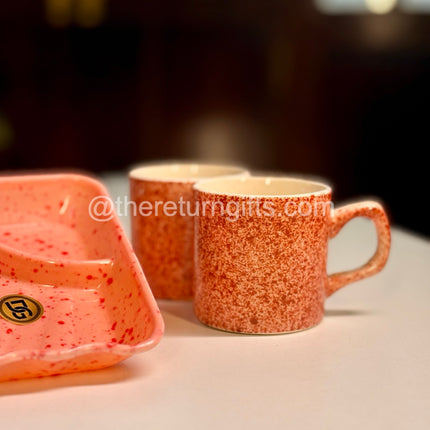 Ceramic Cup Set and Melamine Tray