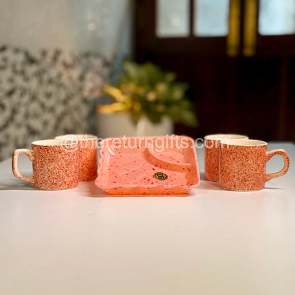 Ceramic Cup Set and Melamine Tray