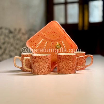 Ceramic Cup Set and Melamine Tray