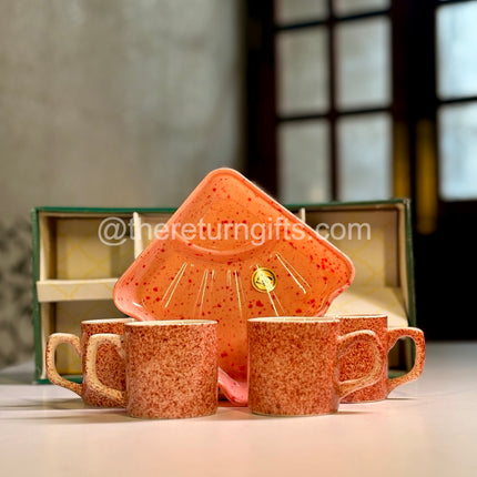 Ceramic Cup Set and Melamine Tray