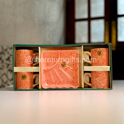 Ceramic Cup Set and Melamine Tray