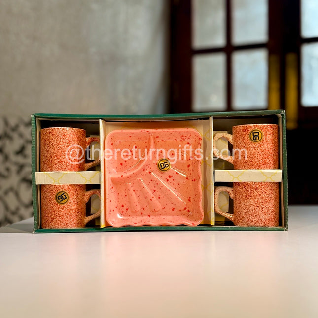 Ceramic Cup Set and Melamine Tray
