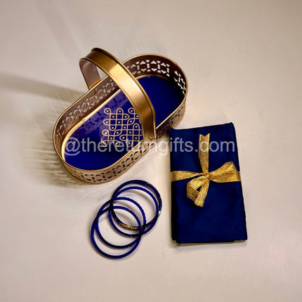 Printed Kolam Tray + Silk Cotton Blouse Piece + Glass Bangles