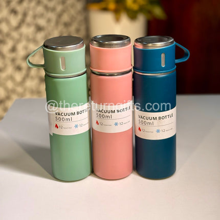 Thermo Flask Vaccum Flask Set, Stainless Steel - 500ml