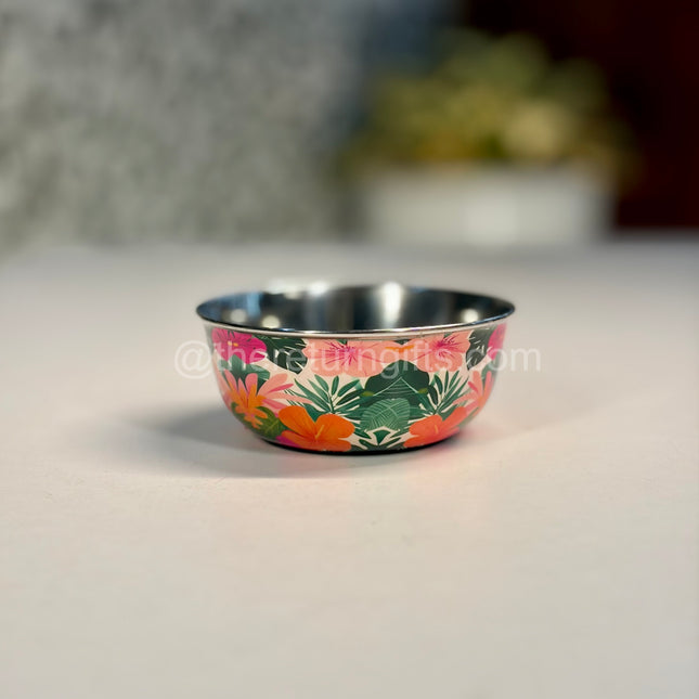 Printed Stainless Steel Bowl | TRG0070 | Floral Printed Steel Bowl Under ₹200 | Daily Use Snack Bowl & Budget Wedding Return Gift