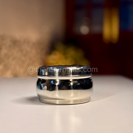 5inch Stainless Steel Box With Kolam Jute Bag