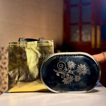 8/12inch Stainless Steel Plate with Gold Pvc Bag