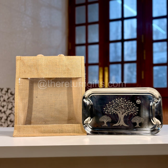 13/8inch Stainless Steel Plate with Transparent Jute Bag