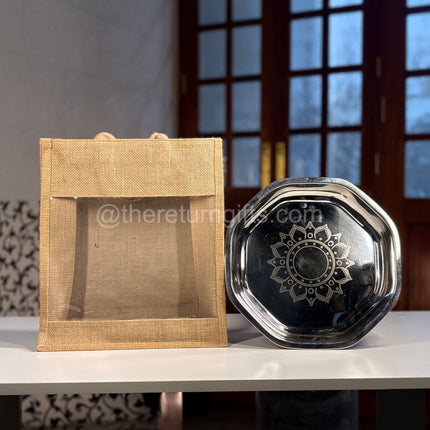 11inch Stainless Steel Plate With Transparent Jute Bag