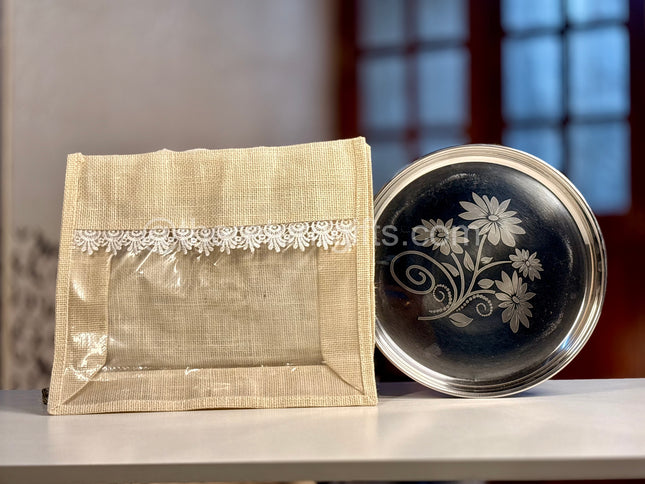 11inch Stainless Steel Plate with Transparent Jute Bag